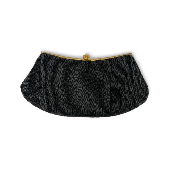 Vintage Calvaire Black Beaded Evening Clutch Purse | Made in France - Picture 11 of 13